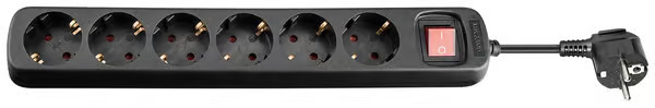 Pro Teho Socket x6 - Bk - Switch - 1.5m