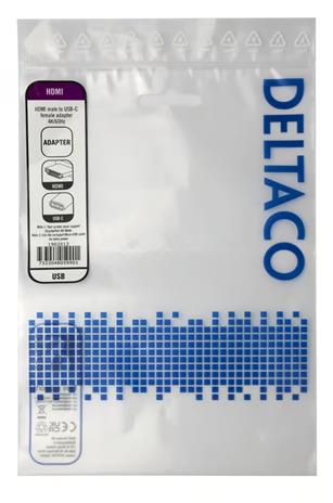 Deltaco HDMI - USB-C/ DisplayPort, 4K/60Hz -sovitin, Musta, 0.2m
