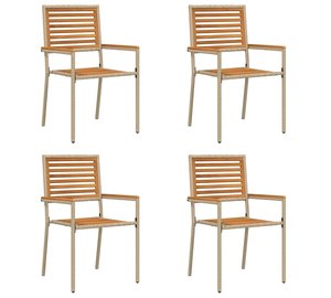 vidaXL Puutarhan pinottavat tuolit 4 pcs Ruskea, Beige