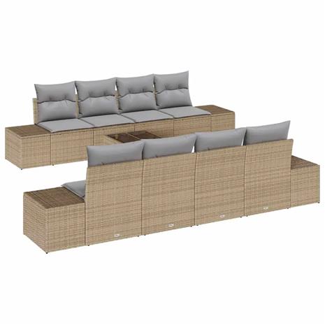 vidaXL Puutarhasohva Setti tyynyllä 8 pcs Beige, harmaa. Polyrotangi