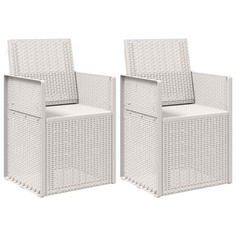vidaXL Puutarhan ruokatuolit 2 pcs valkoinen PP