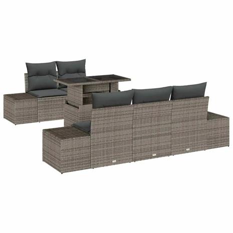 vidaXL Sohvasetti tyynyllä 6 pcs Harmaa polyrottinki