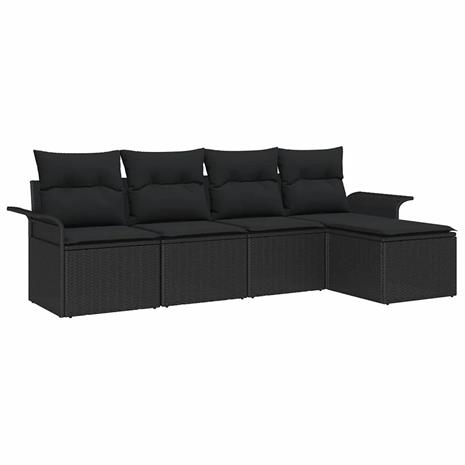 vidaXL Ulkosohva tyynyllä 5 pcs Musta polyrottinki