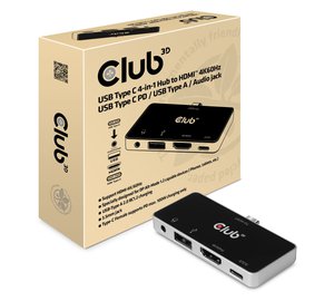 CLUB3D USB Type C 4-in-1 Hub to HDMI™ 4K60Hz USB Type C PD / USB Type A / Audio jack