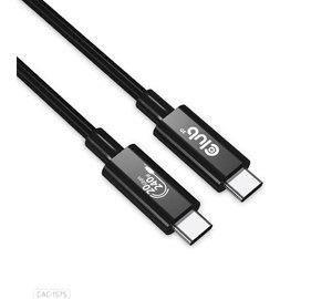CLUB3D USB4 Gen2x2 Type-C Bi-Directional Cable 4K60Hz, Data 20Gbps, PD 240W(48V/5A) EPR M/M 2m