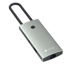 Techly IUSB32C-HUB6HPDI interface hub USB 3.2 Gen 1 (3.1 Gen 1) Type-C 5000 Mbit/s Aluminium