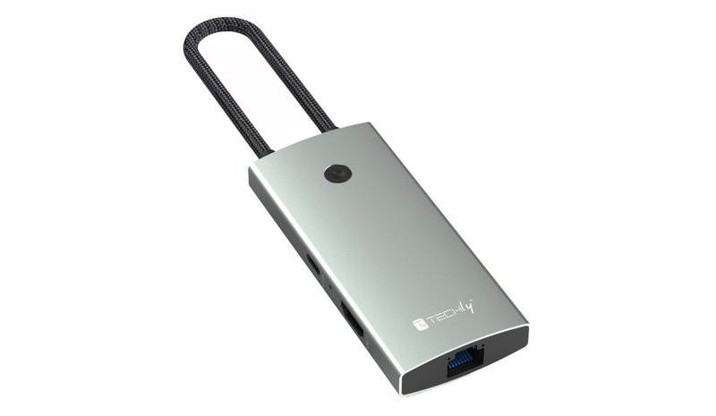 Techly IUSB32C-HUB6HPDI interface hub USB 3.2 Gen 1 (3.1 Gen 1) Type-C 5000 Mbit/s Aluminium
