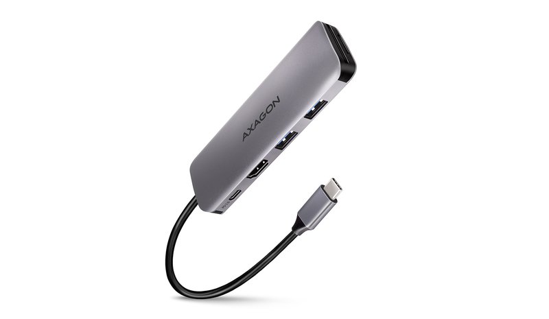 Axagon HMC-5 USB 3.2 Gen 1 hub, 2x USB-A, HDMI, SD/microSD, PD 100W, 20cm USB-C cable