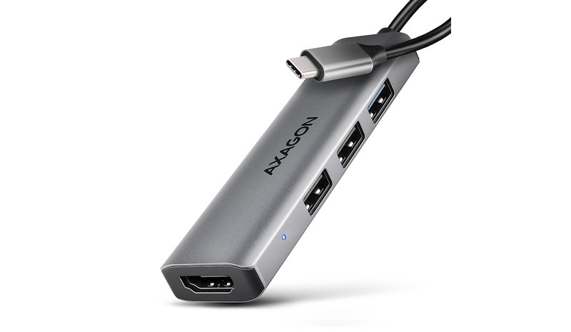 Axagon HMC-H3A USB 5Gbps hub, 3x USB-A, HDMI 4k/30Hz, 15cm USB-C cable