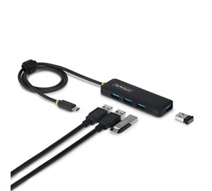StarTech.com 4-Port USB-C Hub, 5Gbps, Bus Powered, USB-C to 4x USB-A Mini Hub, Extra Long 2ft/61cm Host Cable, PCR Plastic, Portable Desktop / Laptop USB Hub