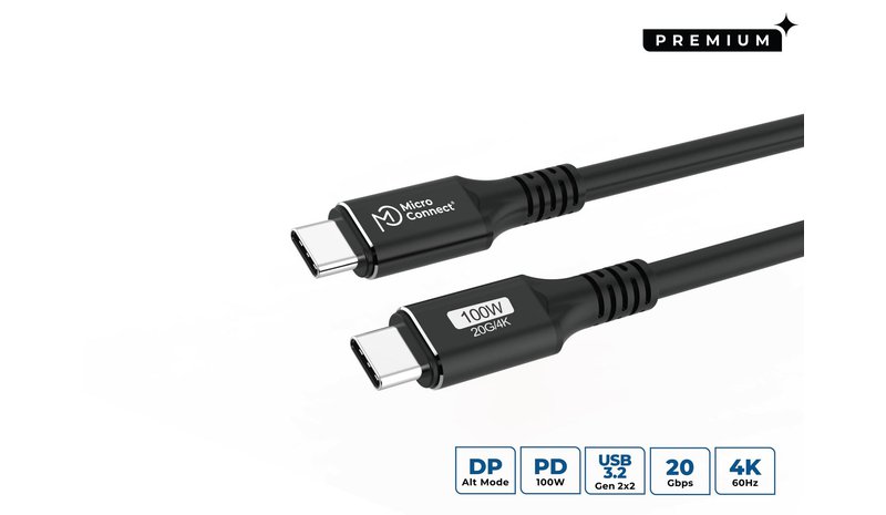 Microconnect USB3.2CC01 USB cable USB 3.2 Gen 2x2 1 m USB C Black