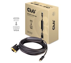 CLUB3D USB Type C to VGA Active Cable M/M 5m/16.40ft