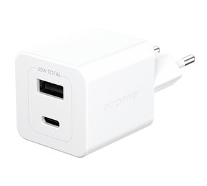 PanzerGlass empower™ by ® Turbo 35W Charger incl. USB-C + USB-A | EU Plug | Silver White