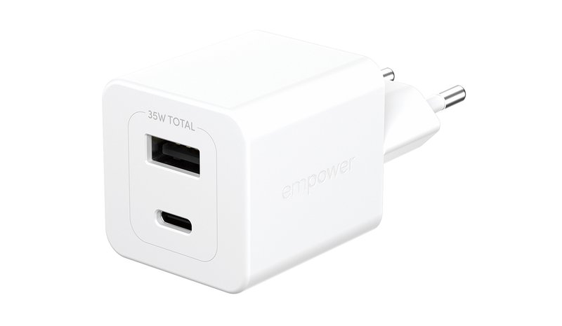 PanzerGlass empower™ by ® Turbo 35W Charger incl. USB-C + USB-A | EU Plug | Silver White