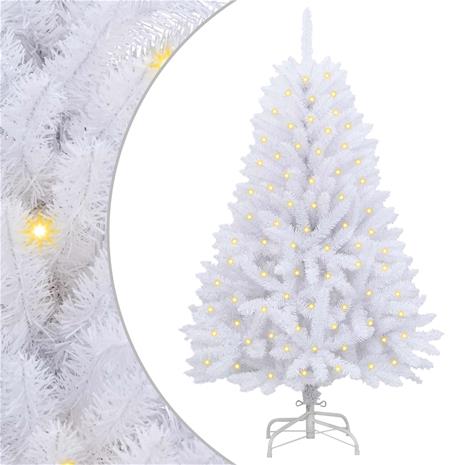 vidaXL Tekojoulukuusi 150 LED-valoilla Valkoinen 150 cm PVC ja metalli