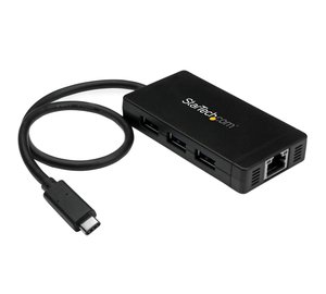 StarTech.com 3-Port USB 3.0 Hub plus Gigabit Ethernet - USB-C - Includes Power Adapter~3-Port USB-C Hub with Gigabit Ethernet - USB-C to 3x USB-A - USB 3.0 (5Gbps) - Includes Power Adapter