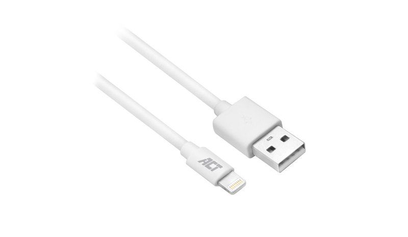 ACT USB 2.0 charging/data cable A male - Lightning male 1 meter, MFI gecertificeerd