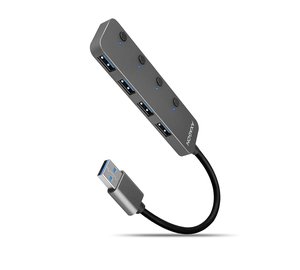 Axagon HUE-MSA Superspeed USB-A Switch Hub 4x USB 3.0 aktiv - 20cm schwarz USB 3.2 Gen 1 (3.1 Gen 1) Type-A 5000 Mbit/s Grey