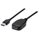 Manhattan USB-A to USB-A Extension Cable, 5m, Male to Female, Active, 5 Gbps (USB 3.2 Gen1 aka USB 3.0), Built In Repeater, SuperSpeed USB, Black, Three Year Warranty, Equivalent to USB2AAEXT5M.
