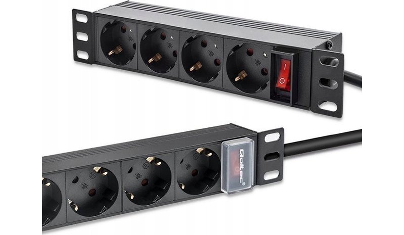 PDU-virtalähde RACK 10'' maadoituksella 4 pistorasiaa 1,8 m