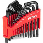 Setti kuusio-, Torx-avaimet, 22 kpl, musta, teräs, järjestäjällä