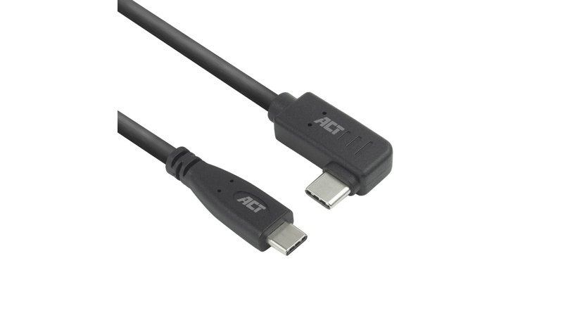 ACT USB 3.0 10Gbps 60W USB Type-C (straight) to USB Type-C (left/right angled) Cable, 2 meters
