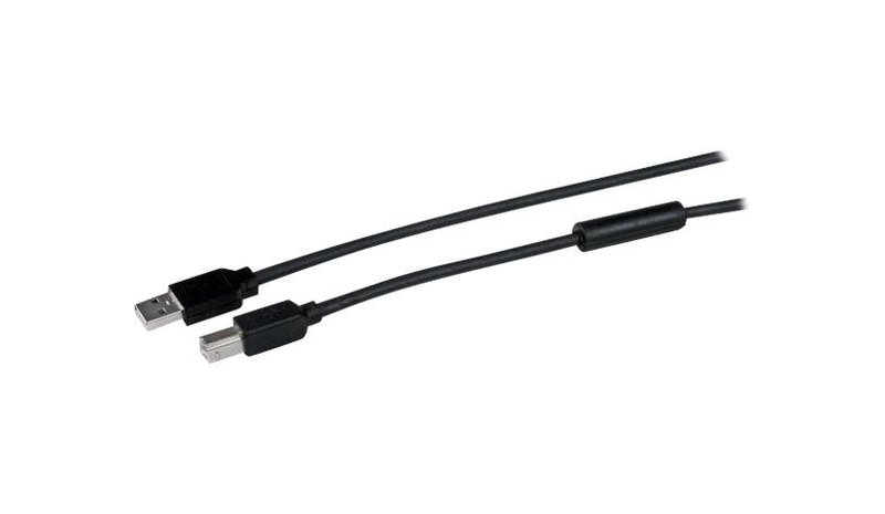 StarTech.com 50ft (15m) Active USB 2.0 A to B Cable, Long USB Printer Cable, 1x USB-A (M), 1x USB-B (M) - Black