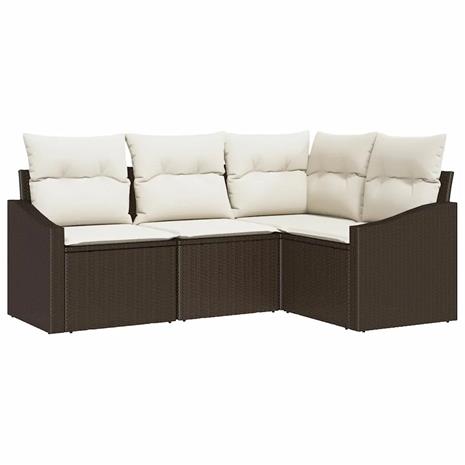 vidaXL Sohvasetti tyynyllä 4 pcs Ruskea polyrottinki