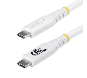 StarTech.com 2m (6ft) USB4 Cable, 20Gbps, USB-IF Certified USB-C Cable, 240W PD EPR, 4K 120Hz DP 1.4, TPE Jacket, White USB-C Cord