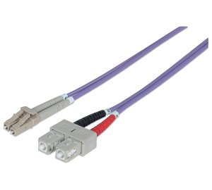 Intellinet Fiber Optic Patch Cable, OM4, LC/SC, 2m, Violet, Duplex, Multimode, 50/125 µm, LSZH, Fibre, Lifetime Warranty