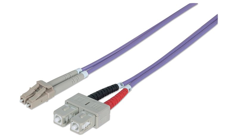 Intellinet Fiber Optic Patch Cable, OM4, LC/SC, 2m, Violet, Duplex, Multimode, 50/125 µm, LSZH, Fibre, Lifetime Warranty