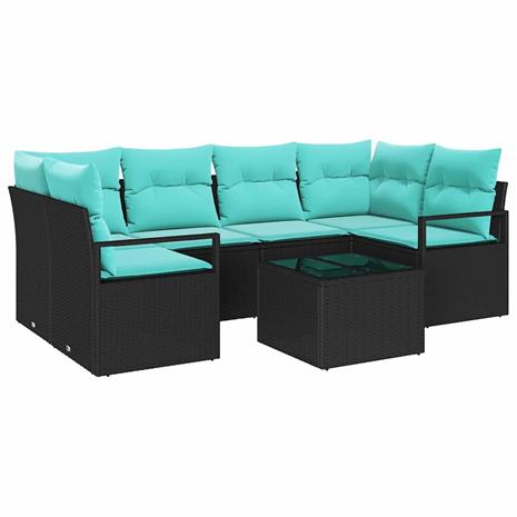 vidaXL Sohvasetti 7 pcs Musta ja Sininen polyrottinki