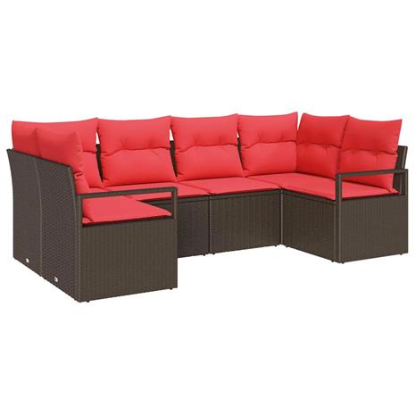 vidaXL Sohvasetti tyynyllä 6 pcs Ruskea Poly Rattan