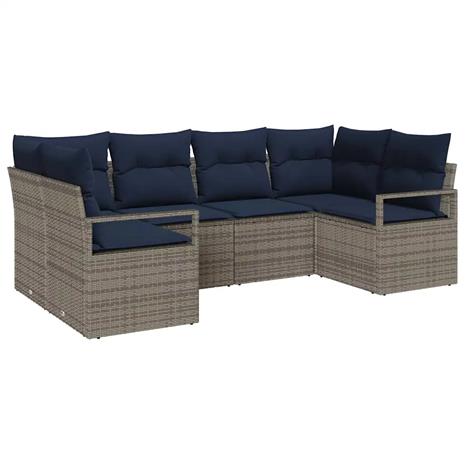 vidaXL Sohvasetti tyynyllä 6 pcs Harmaa Poly Rattan