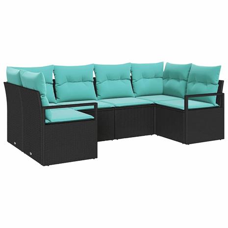 vidaXL Sohvasetti tyynyllä 6 pcs Musta Poly Rattan