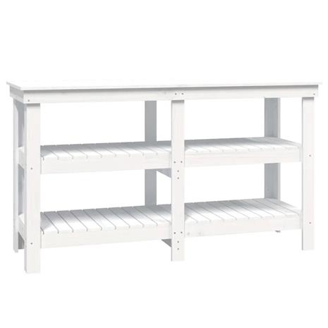 vidaXL Työpenkki valkoinen 142,5x50x80 cm täysi mänty