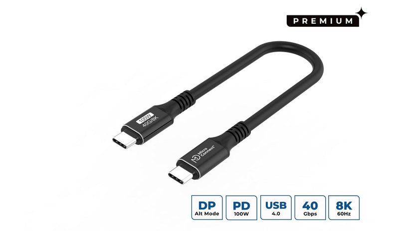 Microconnect USB4CC015 USB cable USB4 Gen 3x2 0.15 m USB C 100 W Black