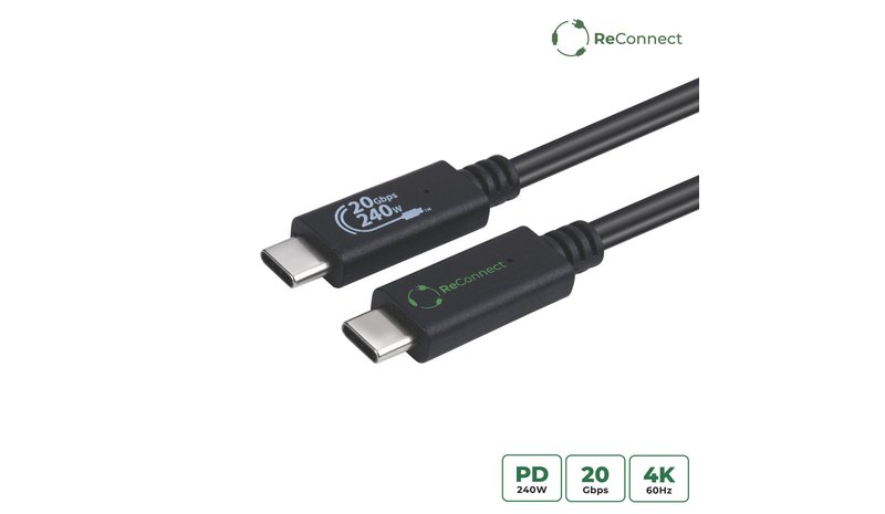 Microconnect ECO-USB3.2CC1 USB cable USB 3.2 Gen 2x2 1 m USB C Black