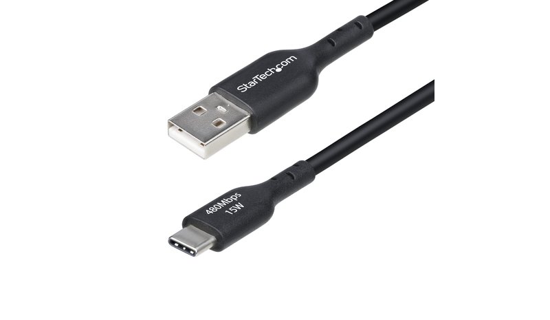 StarTech.com 1ft (30cm) USB-A to USB-C Charging Cable, Charge & Sync, 3A, USB 2.0, TPE Jacket - Black USB Charging Cord – kuva 1/1