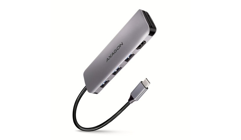 Axagon HMC-HCR3A 3x USB-A+ HDMI+ SD/microSD USB-C 3.2 Gen 1 hub 20cm Wired USB 3.2 Gen 1 (3.1 Gen 1) Type-C Grey