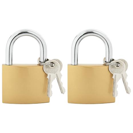vidaXL U-lukko avaimilla 2 pcs Messinki Rauta