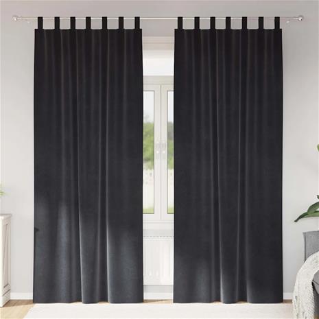 vidaXL Verhot 2 pcs Tummanharmaa 140 x 225 cm Sametti