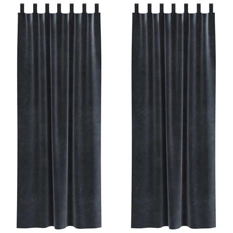vidaXL Verhot 2 pcs Tummanharmaa 140 x 225 cm Sametti