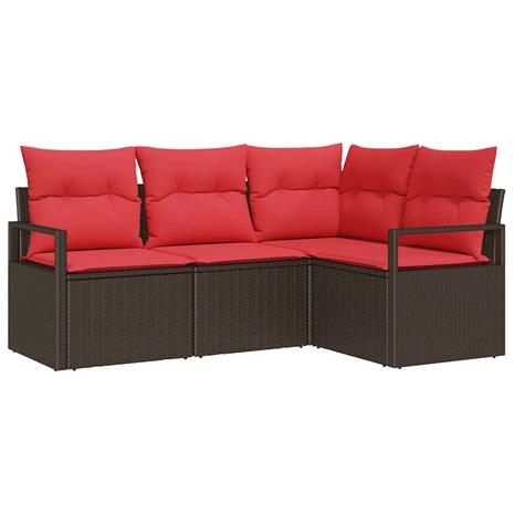 vidaXL Sohvasetti 4 pcs Ruskea polyrottinki