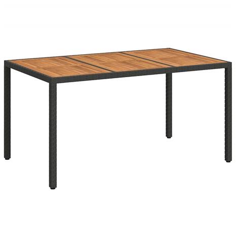 vidaXL Puutarhapöytä musta 150x90x75 cm polyrottinki
