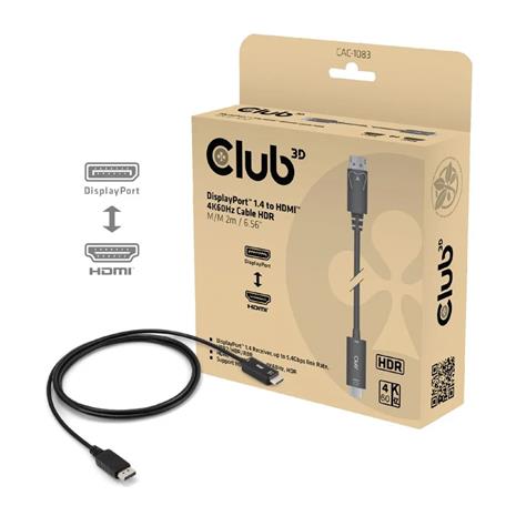 CLUB3D CAC-1083 DisplayPort cable 2 m HDMI Type D (Micro) Black