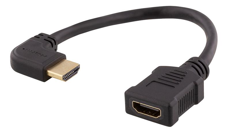 DELTACO Flexible HDMI adapter 0.2m right-angled.