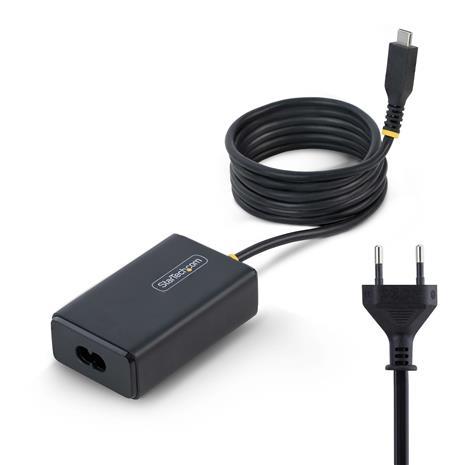 StarTech.com 65W USB-C Laptop Charger, 1.5m Tethered USB-C Cable, Power Adapter Brick for Dell, XPS, HP ProBook, MacBook Pro, Microsoft Surface Pro