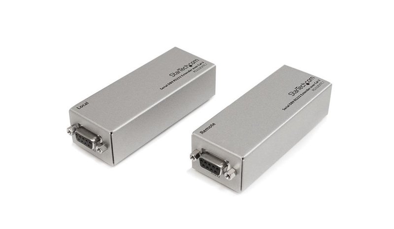 StarTech.com RS232 Serial over Cat5 Extender, 1km (3300ft) Range, Plug & Play, No Software, DB9 Serial Extension - TAA
