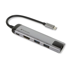 Verbatim 49141 laptop dock/port replicator USB 3.2 Gen 1 (3.1 Gen 1) Type-C Black, Silver